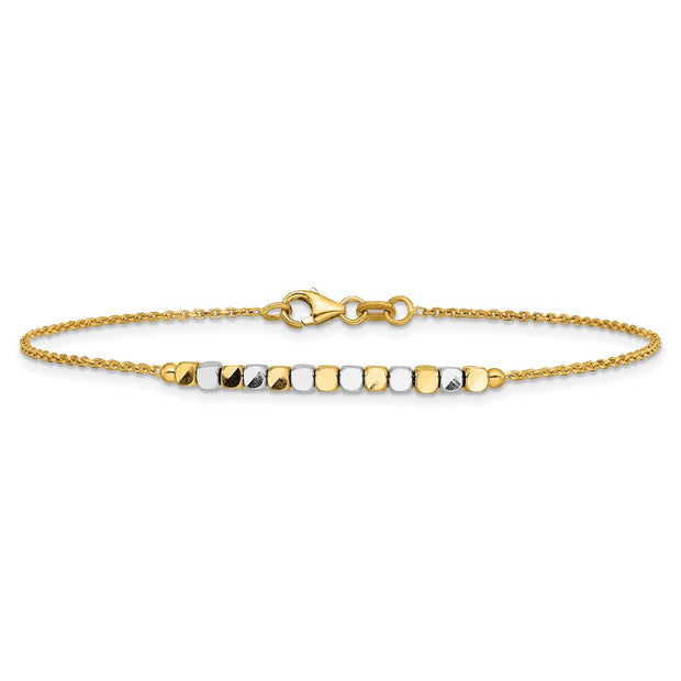 14K Two-tone Square Beaded Bracelet