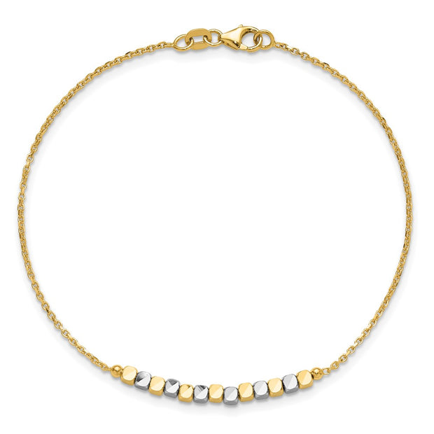 14K Two-tone Square Beaded Bracelet