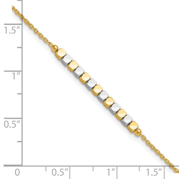 14K Two-tone Square Beaded Bracelet