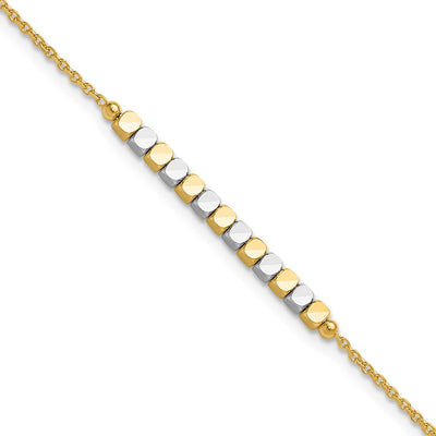 14K Two-tone Square Beaded Bracelet