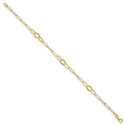 14K Diamond-cut Oval and Paperclip Link Bracelet