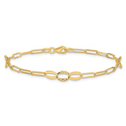 14K Diamond-cut Oval and Paperclip Link Bracelet