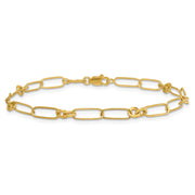 14k Polished Paperclip and Round Fancy Link Bracelet