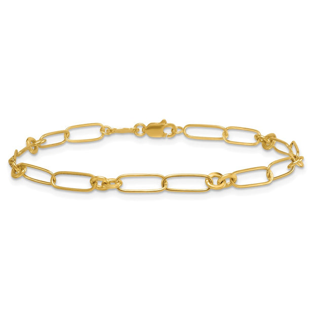 14k Polished Paperclip and Round Fancy Link Bracelet