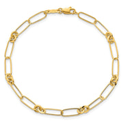 14k Polished Paperclip and Round Fancy Link Bracelet