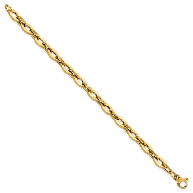 14k Polished Fancy Flat Cable Link Bracelet