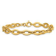 14k Polished Fancy Flat Cable Link Bracelet