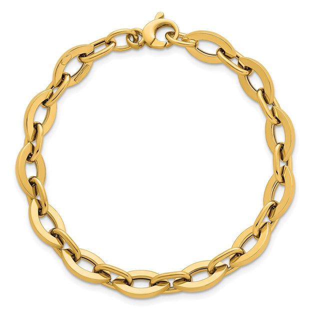 14k Polished Fancy Flat Cable Link Bracelet