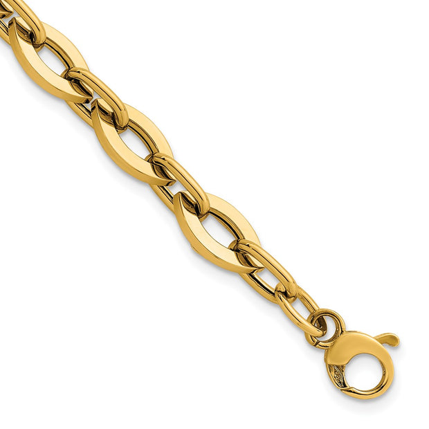 14k Polished Fancy Flat Cable Link Bracelet