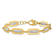 14K Two-Tone Polished Diamond-cut Bead Bracelet Plus Extender