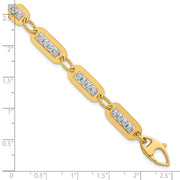 14K Two-Tone Polished Diamond-cut Bead Bracelet Plus Extender