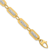 14K Two-Tone Polished Diamond-cut Bead Bracelet Plus Extender
