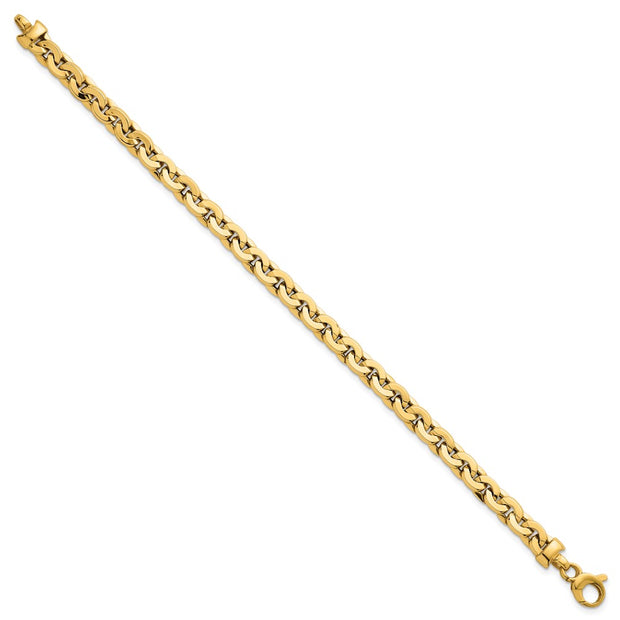 14K Polished 5.75mm Fancy Cable Link 7.5 Inch Bracelet