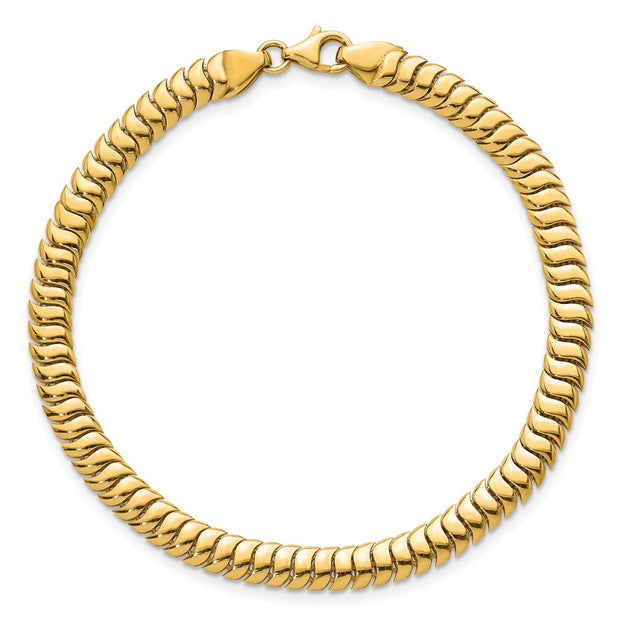 14K Polished 5mm Fancy Herringbone Link Bracelet