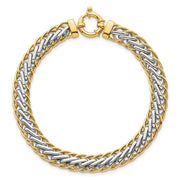 14k Two-tone Polished 7.5mm Lightweight Fancy Woven Link Bracelet