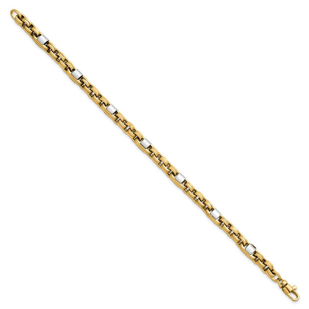14k Two-tone Polished 5mm Fancy Link Bracelet
