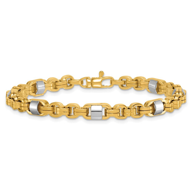 14k Two-tone Polished 5mm Fancy Link Bracelet