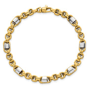 14k Two-tone Polished 5mm Fancy Link Bracelet