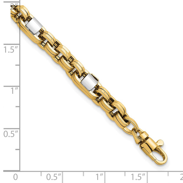 14k Two-tone Polished 5mm Fancy Link Bracelet