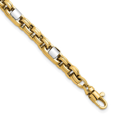 14k Two-tone Polished 5mm Fancy Link Bracelet