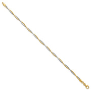 14k Two-tone Polished Twisted Round Omega Bracelet