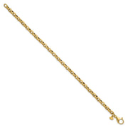 14k Polished 3.8mm Fancy Textured Rolo Link Bracelet