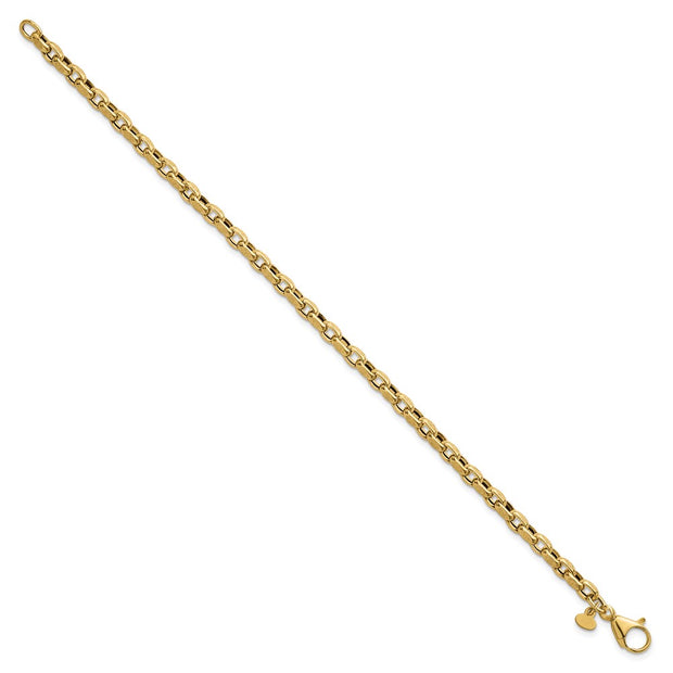 14k Polished 3.8mm Fancy Textured Rolo Link Bracelet
