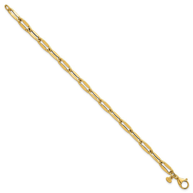 14k Polished 5.5mm Flattened Oval Cable Fancy Link Bracelet
