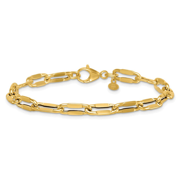 14k Polished 5.5mm Flattened Oval Cable Fancy Link Bracelet
