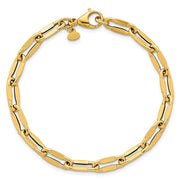 14k Polished 5.5mm Flattened Oval Cable Fancy Link Bracelet