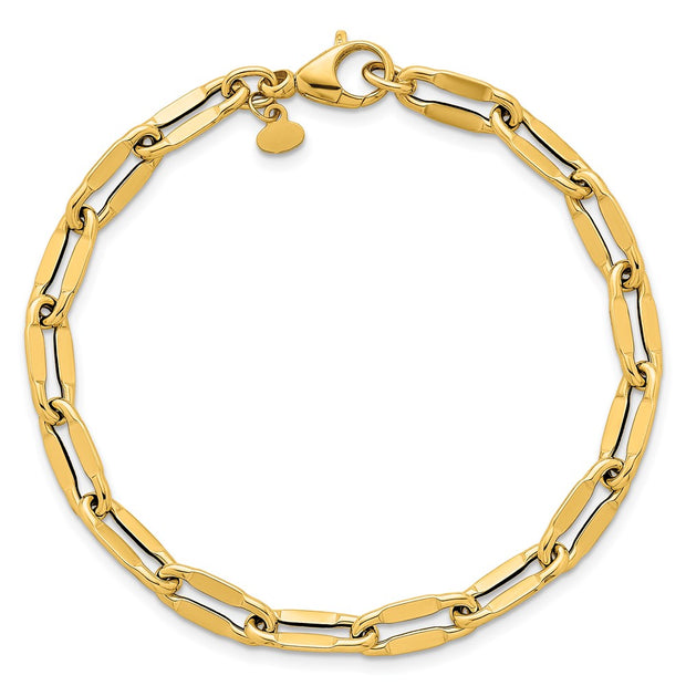 14k Polished 5.5mm Flattened Oval Cable Fancy Link Bracelet