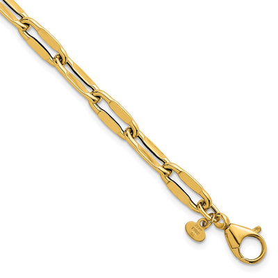 14k Polished 5.5mm Flattened Oval Cable Fancy Link Bracelet
