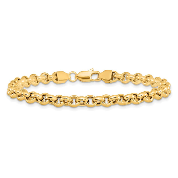 14k Polished Fancy 5mm Rolo Link Bracelet