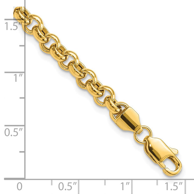 14k Polished Fancy 5mm Rolo Link Bracelet