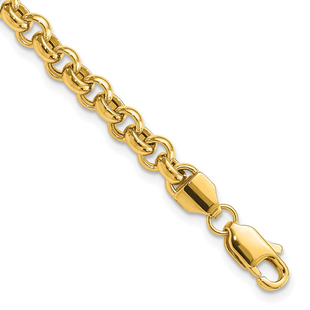 14k Polished Fancy 5mm Rolo Link Bracelet