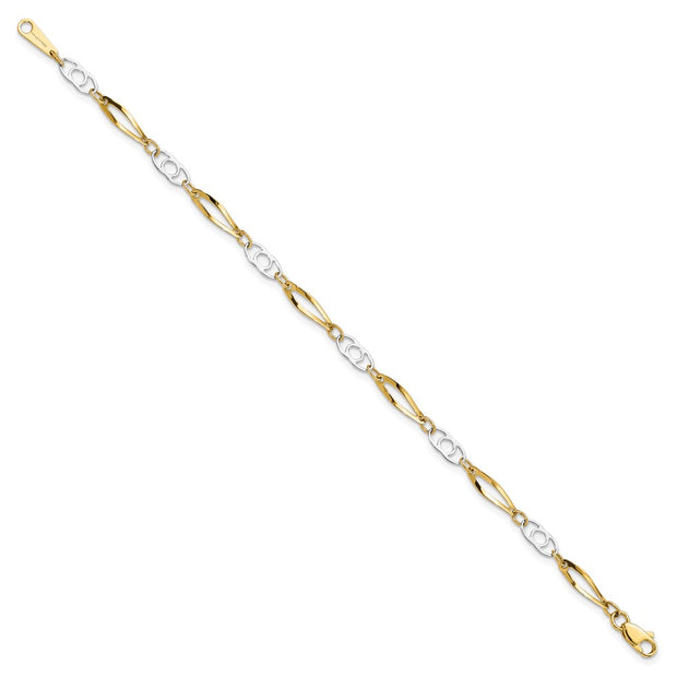 14k Two-Tone Polished Fancy Link Bracelet