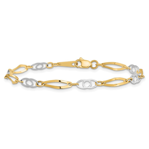 14k Two-Tone Polished Fancy Link Bracelet