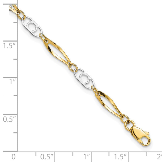 14k Two-Tone Polished Fancy Link Bracelet