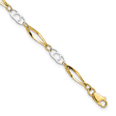 14k Two-Tone Polished Fancy Link Bracelet