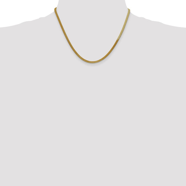 14K 3mm Silky Herringbone with Lobster Clasp Chain