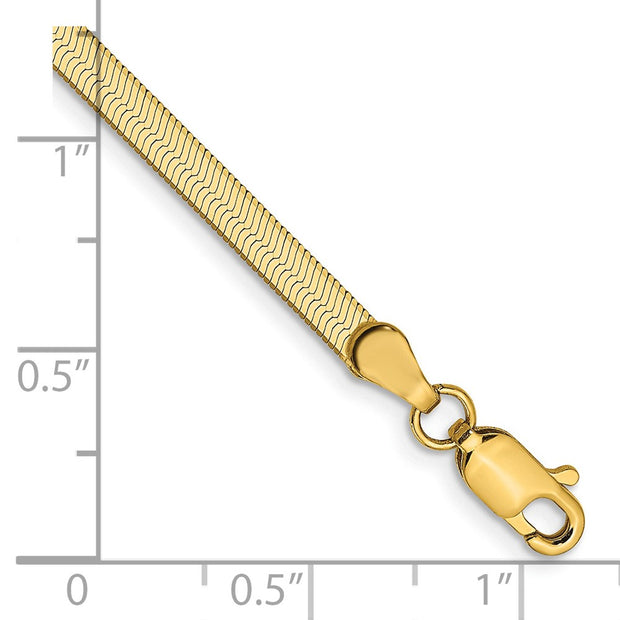 14K 3mm Silky Herringbone with Lobster Clasp Bracelet