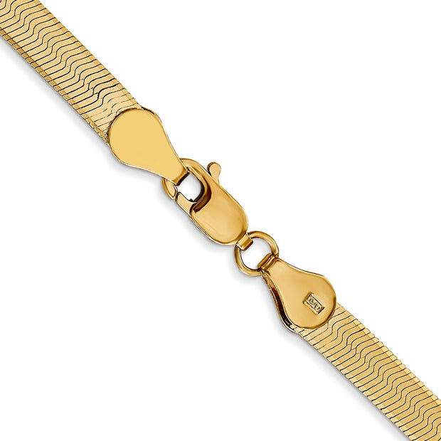 14K 4mm Silky Herringbone with Lobster Clasp Chain