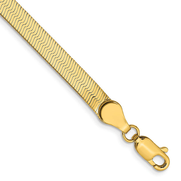 14K 4mm Silky Herringbone with Lobster Clasp Bracelet