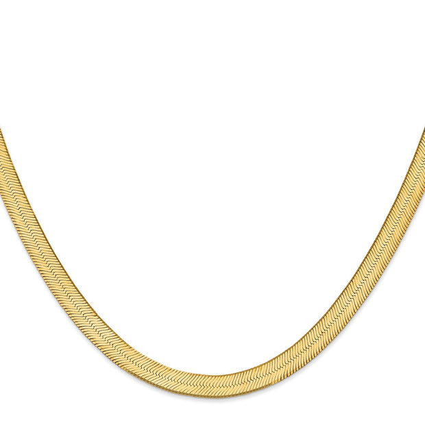 14K 6.5mm Silky Herringbone with Lobster Clasp Chain
