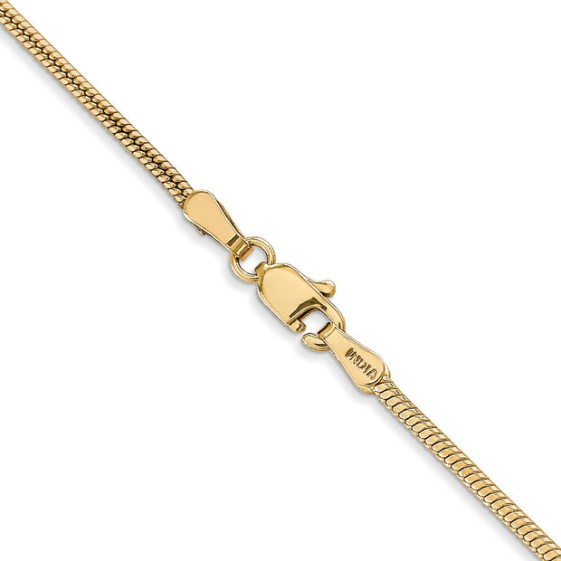 14K 1.6mm Round Snake Lobster Clasp Chain
