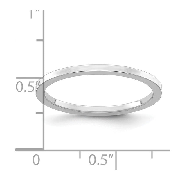 14K White Gold 1.2mm Flat Polished Stackable Band