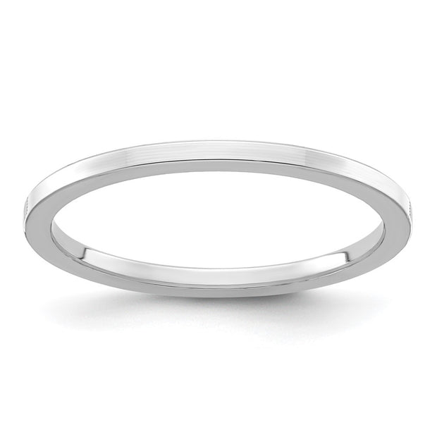 14K White Gold 1.2mm Flat Polished Stackable Band