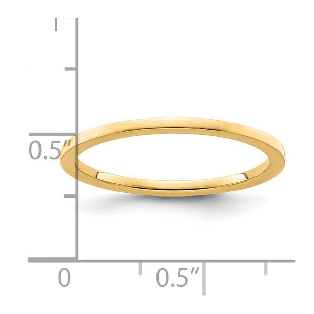 14K Yellow Gold 1.2mm Flat Polished Stackable Band