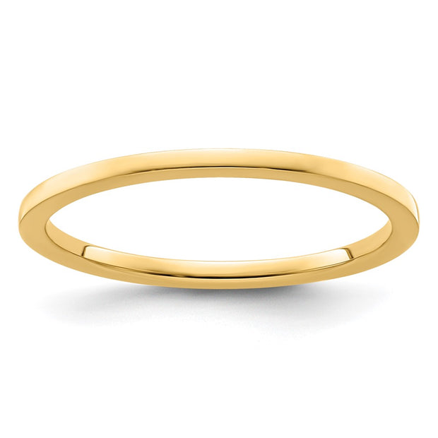 14K Yellow Gold 1.2mm Flat Polished Stackable Band