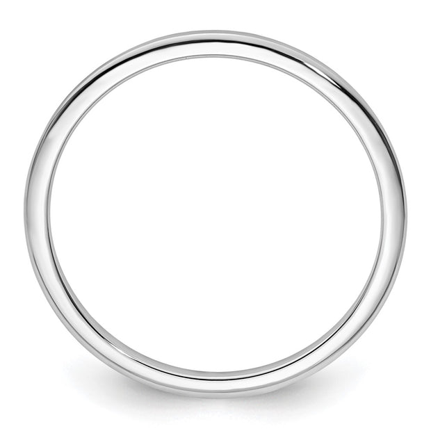 14K White Gold 1.2mm Half Round Polished Stackable Band